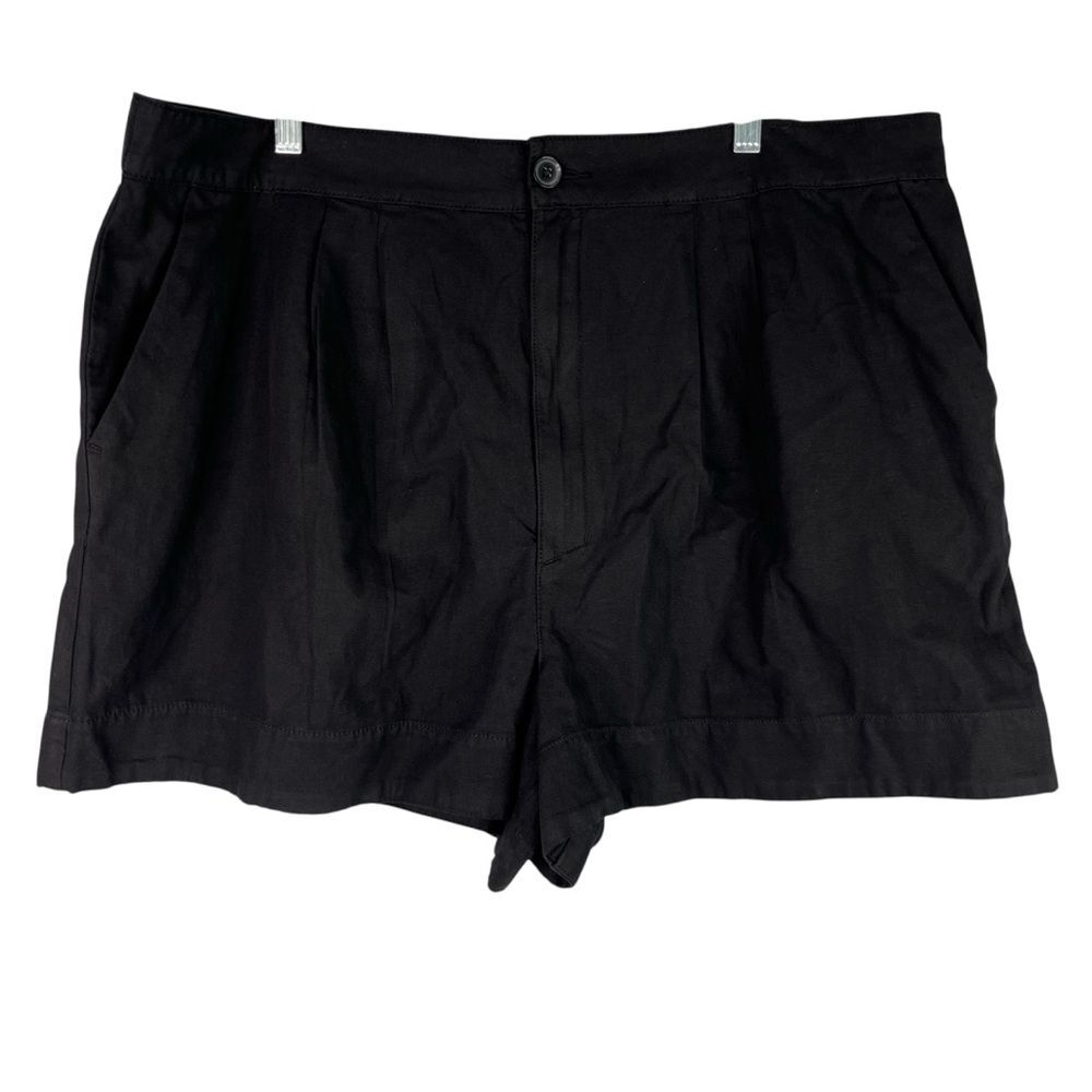 Joie Shorts Women’s XXL Black Pleated Stretch 2 Pockets Linen Cotton Casual
